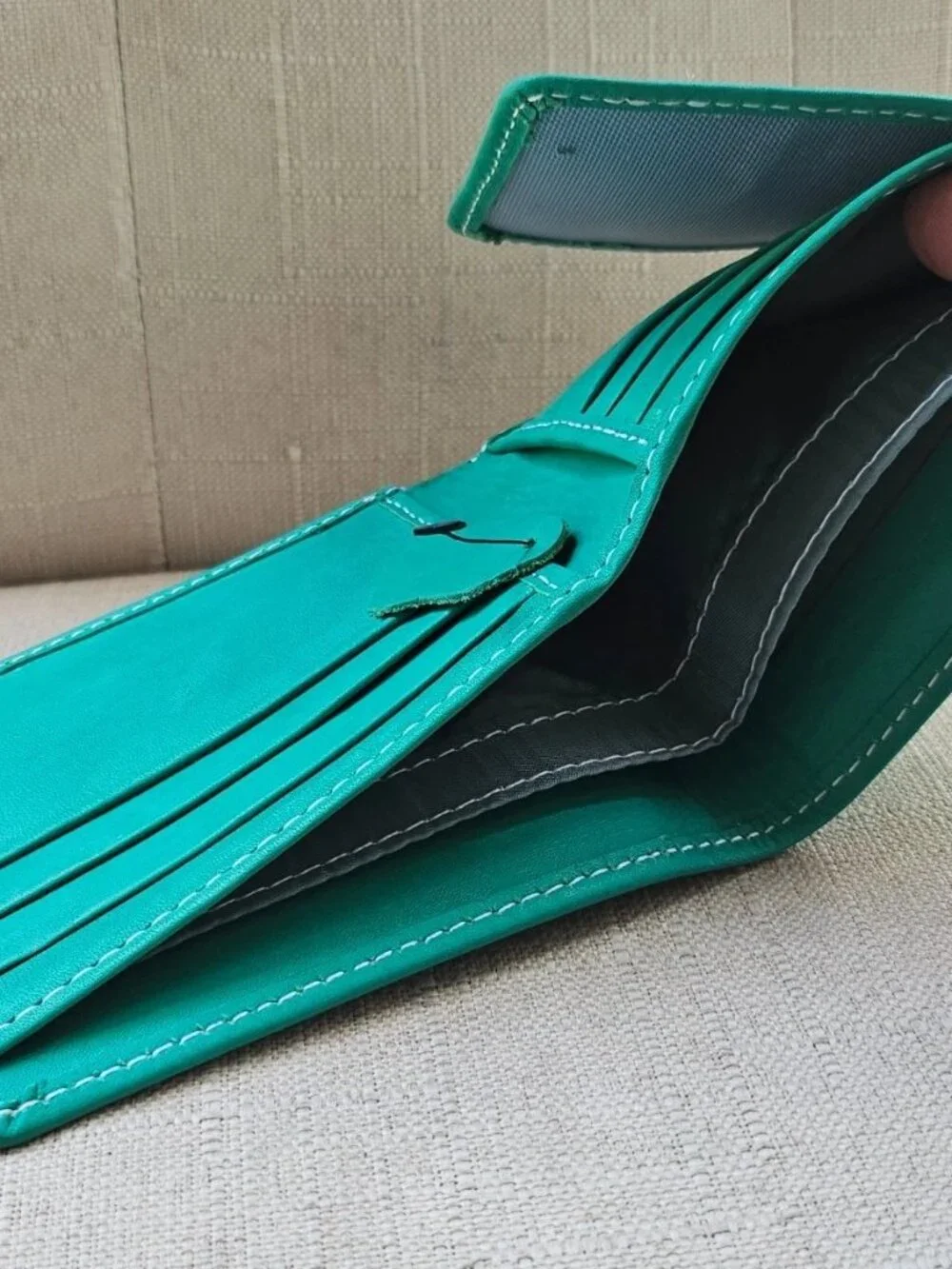 Green Wallet Genuine Leather Bifold Cardholder Billfold Purse Money Fold New